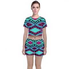 Ovals And Rhombus                                    Crop Top And Shorts Co-ord Set