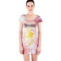 Pink Flowering Almond Flowers Short Sleeve Bodycon Dress View1