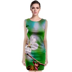 Sakura Flowers On Green Classic Sleeveless Midi Dress