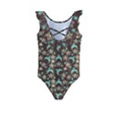 Brown With Blue Hats Kids  Frill Swimsuit View2