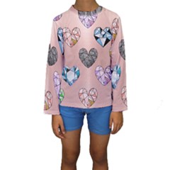Gem Hearts And Rose Gold Kids  Long Sleeve Swimwear by NouveauDesign