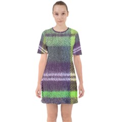 Neon Green Plaid Flannel Sixties Short Sleeve Mini Dress by snowwhitegirl