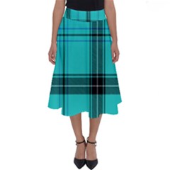 Aqua Plaid Perfect Length Midi Skirt