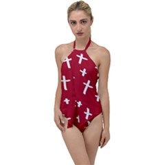 Red White Cross Go With The Flow One Piece Swimsuit by snowwhitegirl