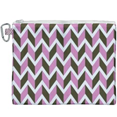 Zigzag Chevron Pattern Pink Brown Canvas Cosmetic Bag (xxxl) by snowwhitegirl