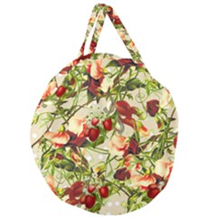 Fruit Blossom Beige Giant Round Zipper Tote