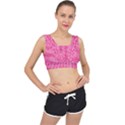 Knitted Wool Bright Pink V-Back Sports Bra View1