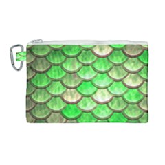 Green Mermaid Scale Canvas Cosmetic Bag (large) by snowwhitegirl