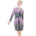 Winter Trees Pink Button Long Sleeve Dress View1