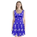 Blue White Cross Split Back Mini Dress  View1