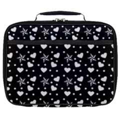 Hearts And Star Dot Black Full Print Lunch Bag by snowwhitegirl