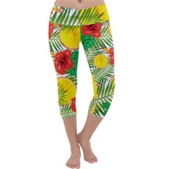 Orange Tropics Capri Yoga Leggings