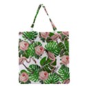 Flamingo Floral White Grocery Tote Bag View1