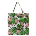 Flamingo Floral White Grocery Tote Bag View2