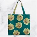 Teal Tulips Zipper Grocery Tote Bag View2