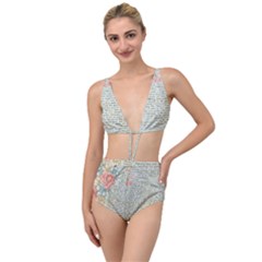 Rose Book Page Tied Up Two Piece Swimsuit