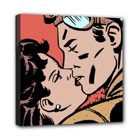 Retrocouplekissing Mini Canvas 8  X 8  (stretched)