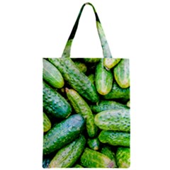Pile Of Green Cucumbers Zipper Classic Tote Bag by FunnyCow