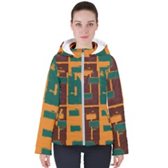 Orange Texture                                          Women s Hooded Puffer Jacket