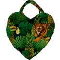 Tropical Pelican Tiger Jungle Black Giant Heart Shaped Tote View1