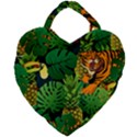 Tropical Pelican Tiger Jungle Black Giant Heart Shaped Tote View2