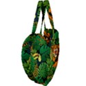 Tropical Pelican Tiger Jungle Black Giant Heart Shaped Tote View4