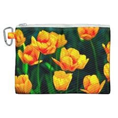Yellow Orange Tulip Flowers Canvas Cosmetic Bag (xl) by FunnyCow