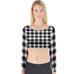 Square Diagonal Pattern Seamless Long Sleeve Crop Top