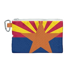 Flag Map Of Arizona Canvas Cosmetic Bag (medium) by abbeyz71