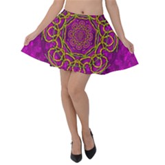 Star Of Freedom And Silent Night Velvet Skater Skirt