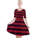 Blood Red and Black Halloween Nightmare Stripes  Quarter Sleeve A-Line Dress View1