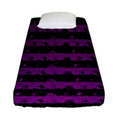 Zombie Purple And Black Halloween Nightmare Stripes  Fitted Sheet (single Size)