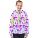 Pink yellow blue green texture                                                Kids  Hooded Puffer Jacket View1