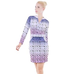 Ombre Deer Pattern Button Long Sleeve Dress