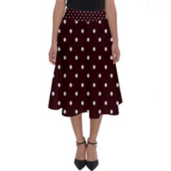 Little  Dots Maroon Perfect Length Midi Skirt