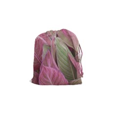 Pink Leaves Drawstring Pouch (small) by snowwhitegirl