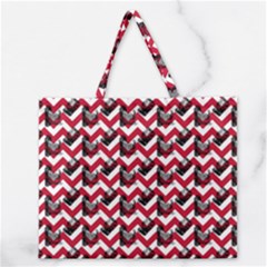 Vintage Camera Chevron Zipper Large Tote Bag