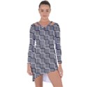 Basket Black Lines Stripes White Asymmetric Cut-Out Shift Dress View1