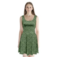 Damask Green Split Back Mini Dress  by vintage2030