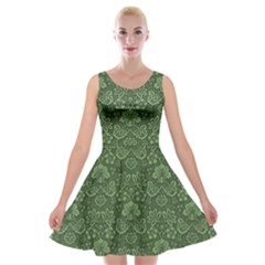 Damask Green Velvet Skater Dress by vintage2030