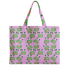 Green Alien Monster Pattern Pink Zipper Mini Tote Bag by snowwhitegirl
