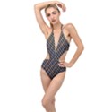 Rattan Wood Background Pattern Plunging Cut Out Swimsuit View1