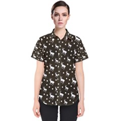 Deer Dots Brown Women s Short Sleeve Shirt