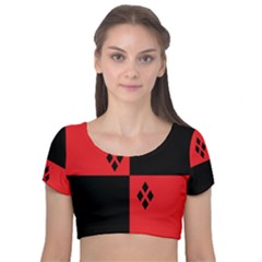 Harley Velvet Short Sleeve Crop Top 