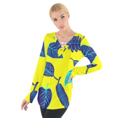 Leaves Pattern Picture Detail Tie Up Tee
