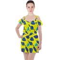Leaves Pattern Picture Detail Ruffle Cut Out Chiffon Playsuit View1