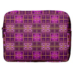 Mod Pink Purple Yellow Square Pattern Make Up Pouch (large)