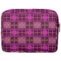 Mod Pink Purple Yellow Square Pattern Make Up Pouch (Large) View2