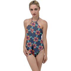 Abstract Background Go With The Flow One Piece Swimsuit