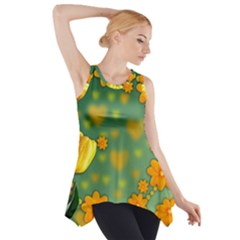 Background Design Texture Tulips Side Drop Tank Tunic